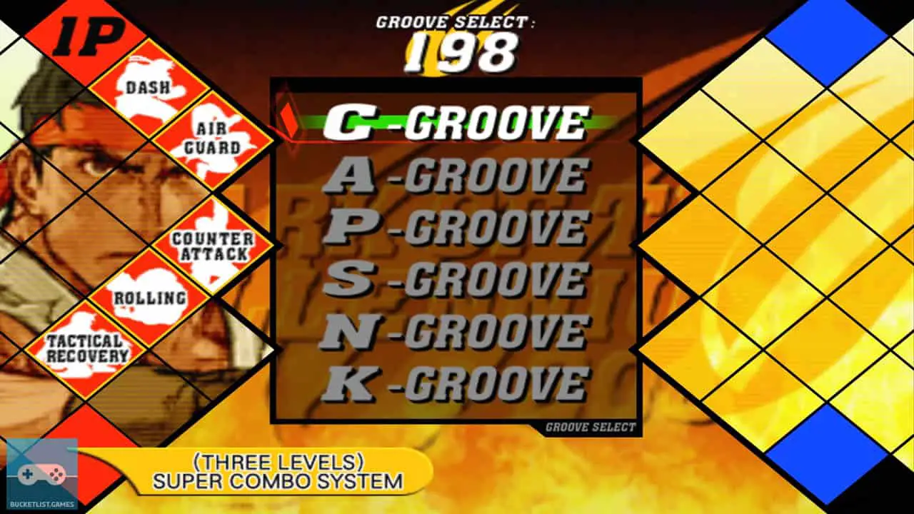 a list of fighting styles to choose from (cvs2 eo screenshot)