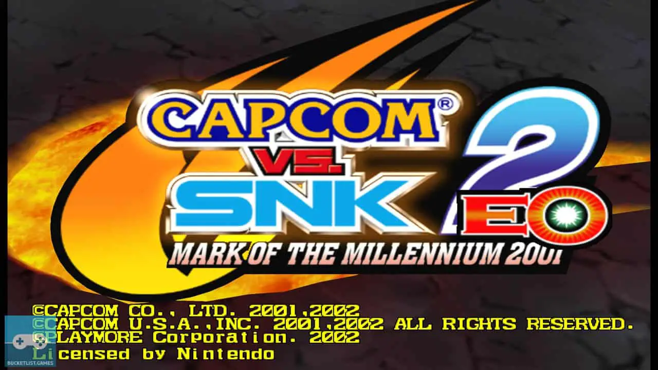capcom vs snk 2 eo title screen for the gamecube