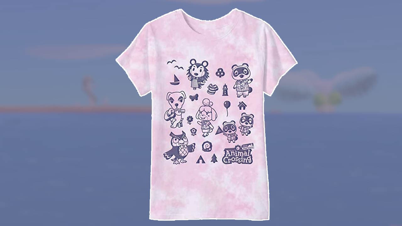 a shirt with animal crossing print on the front