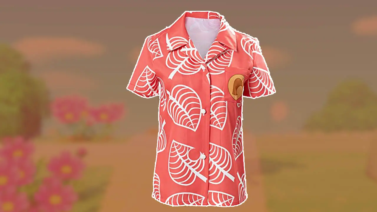 a polo with animal crossing print on the front