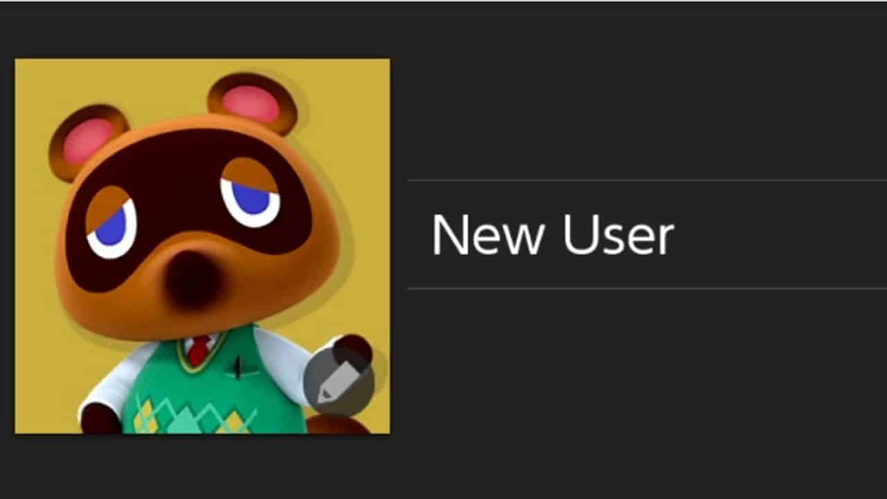 tom nook profile next to the words "new user"