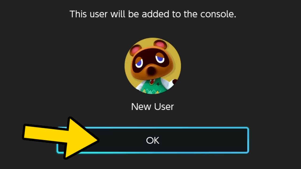 nintendo switch user creation confrimtaion screen