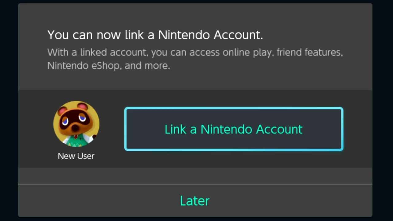 nintendo switch link nintendo accoutn screen