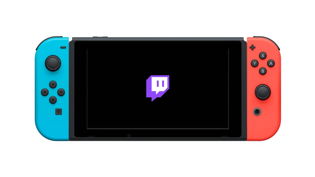 an image of nintendo switch console with the twitch logo on the screen