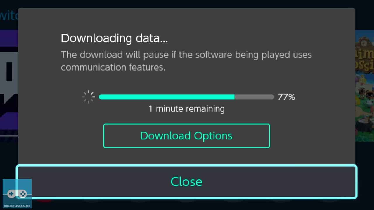 switch downloading data screen wit ha progress bar for the download