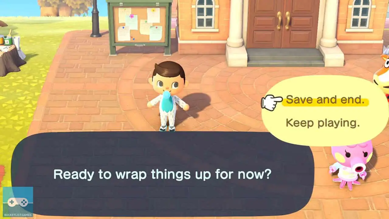a cartoon boy standing in the town square of animal crossing