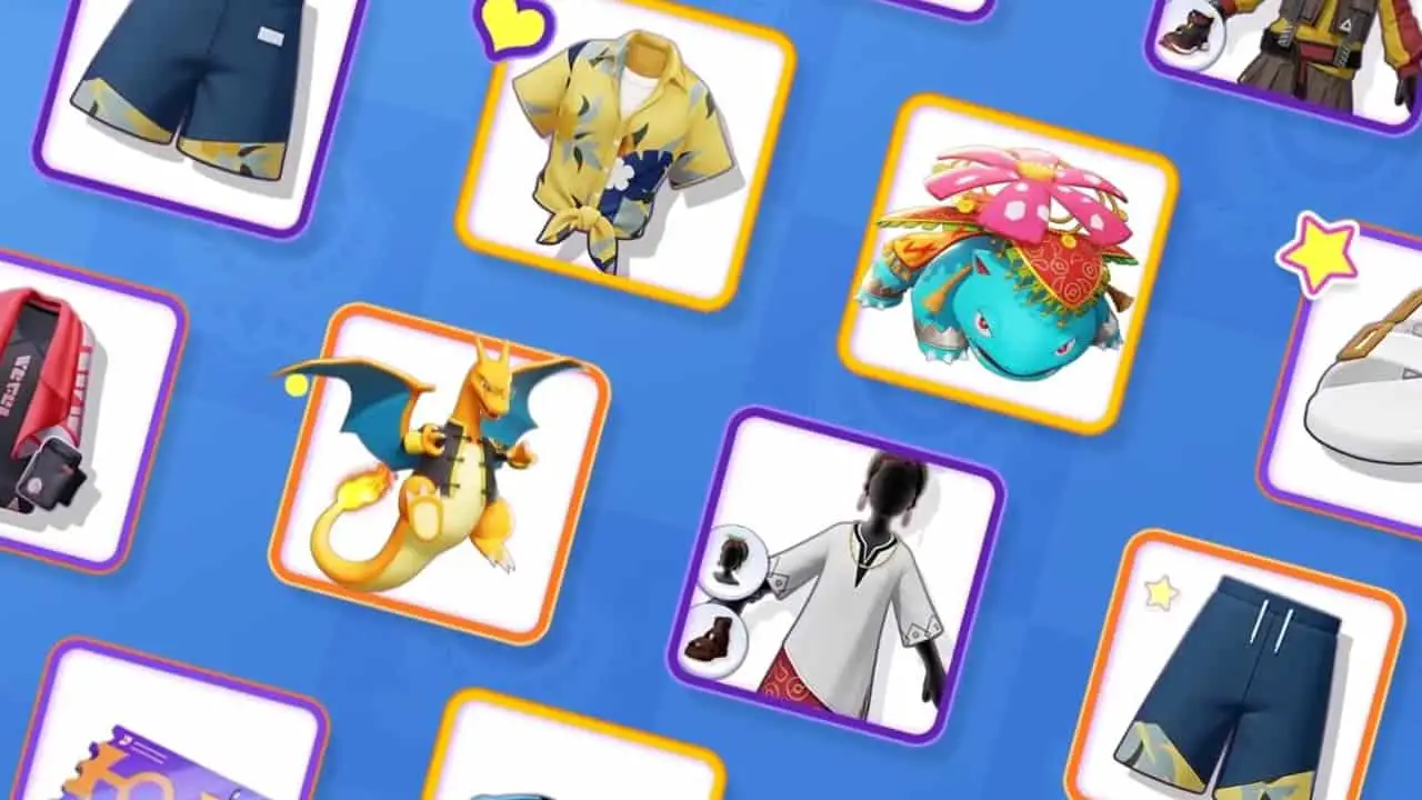 slanted view of pokemon unite season 3 battle pass reward icons
