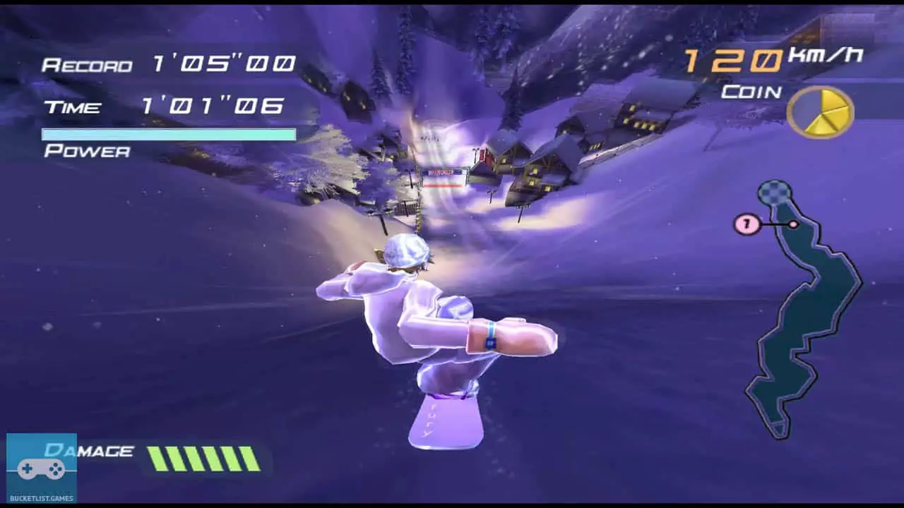 1080 avalanche screenshot of a person snowboarding at night