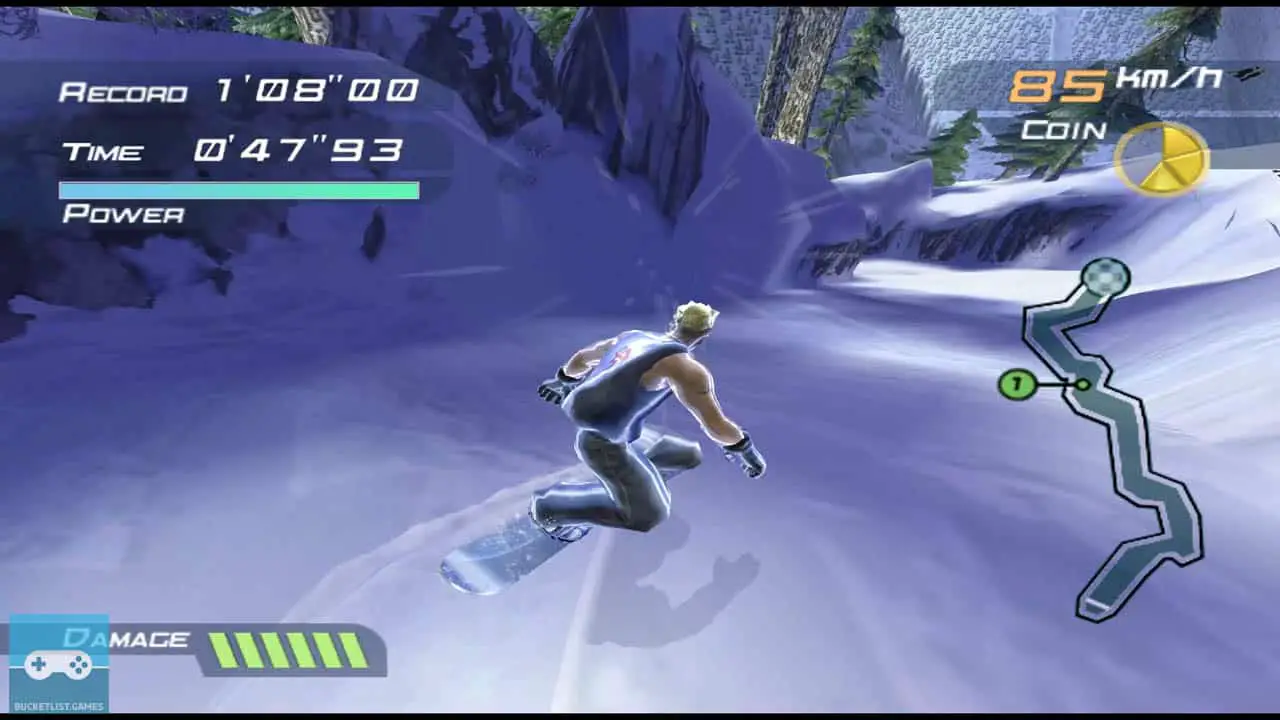 1080 avalanche screenshot of a person snowboarding down a slope in the day