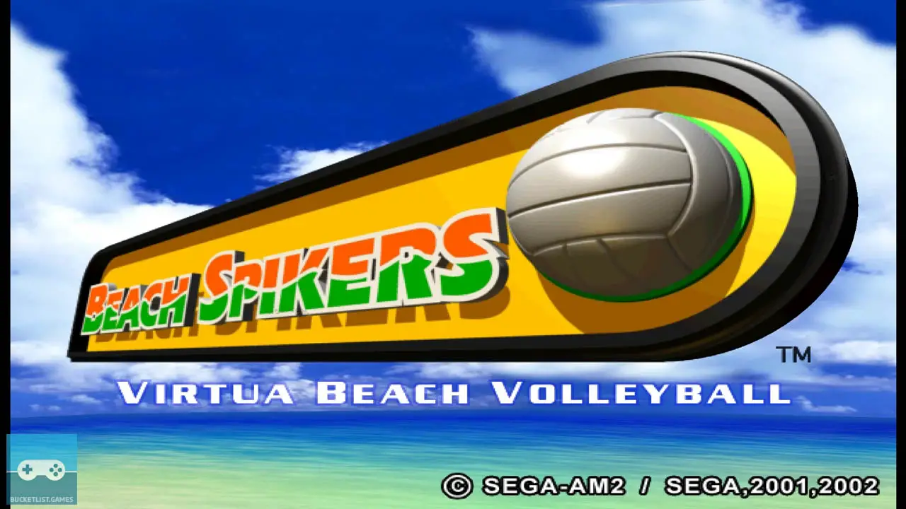 beach spikers press start screen of logo against blue sky with clouds