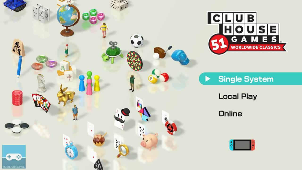 clubhouse games screenshot of mode select with white background and game icons
