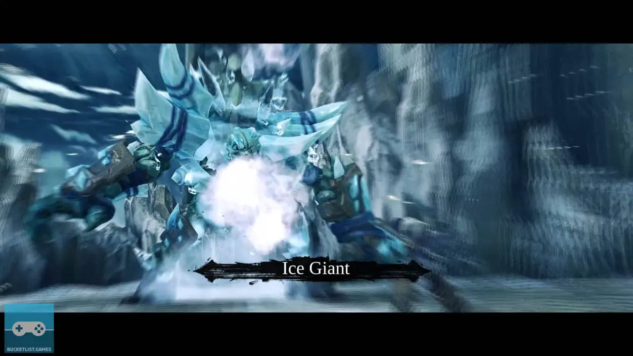 darksiders 2 screenshot of the ice giant boss