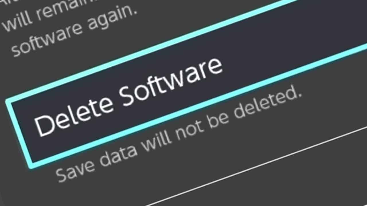 delete software nintendo switch software option selected at an angle