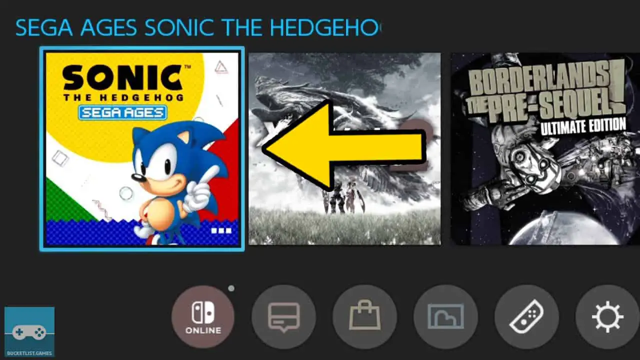 sonic switch game icon with yellow arrow pointing at it