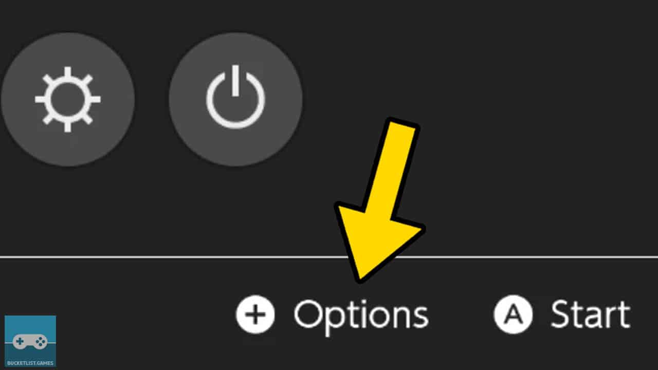 options label from switch home menu with a yellow arrow pointing at it