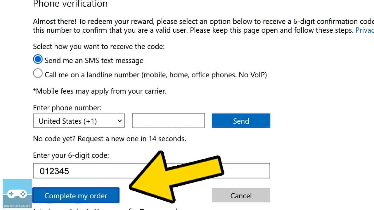 phone verification bing rewards page