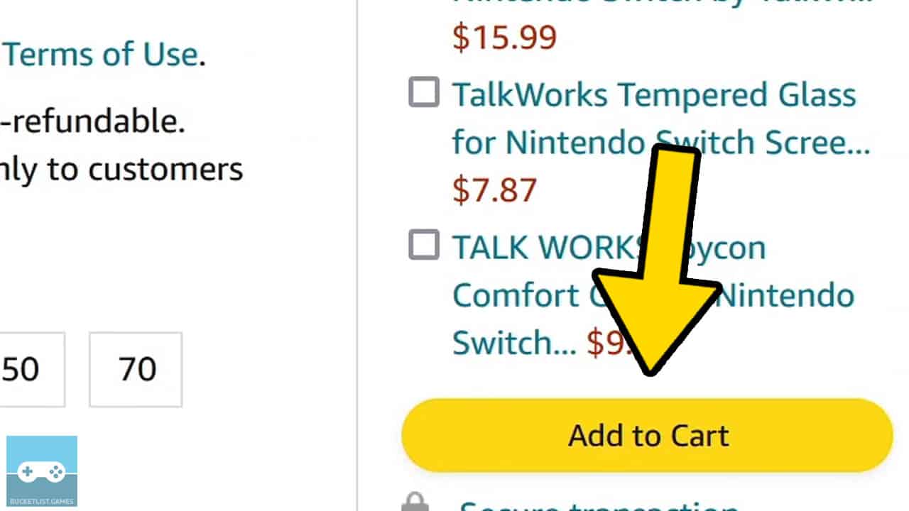 amazon website with a yellow arrow pointing at the correct menu option