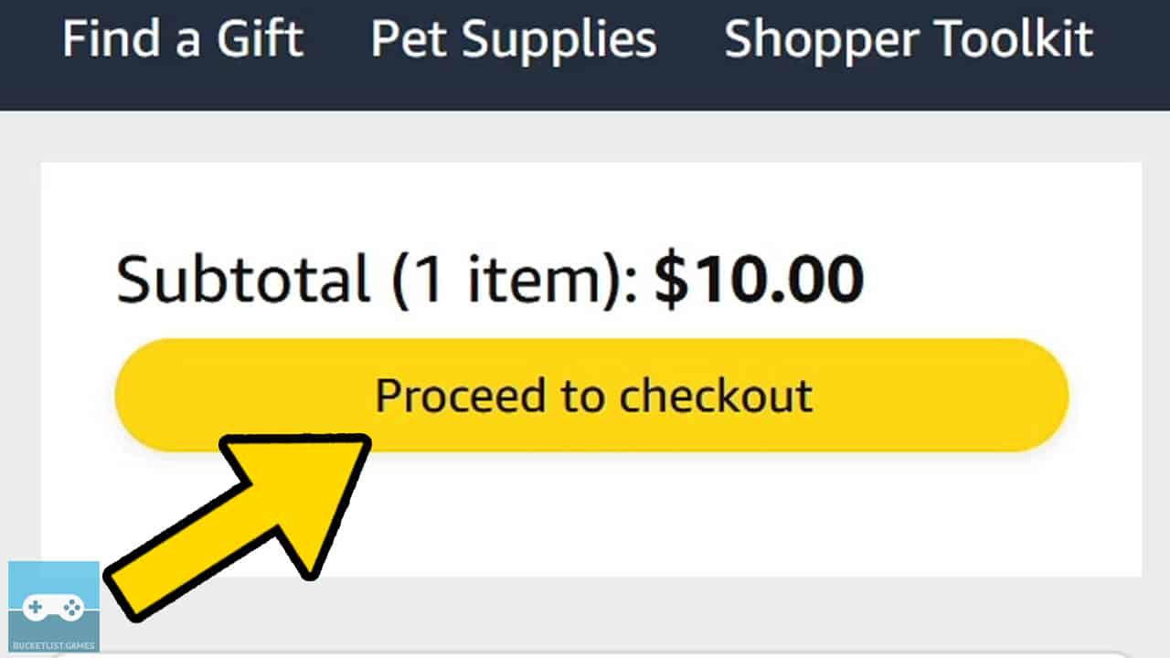 amazon website with a yellow arrow pointing at the correct menu option