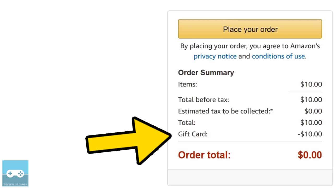 amazon website with a yellow arrow pointing at the correct menu option