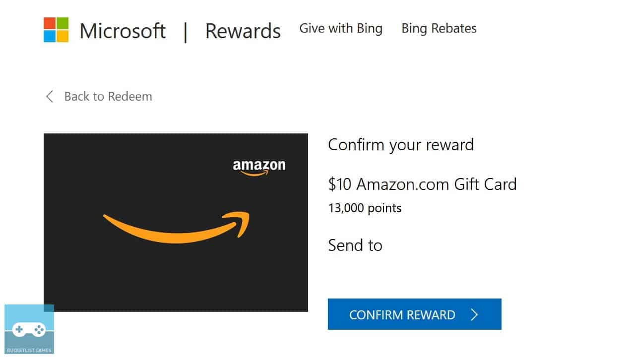 microsoft bing amazon gift card rewards page