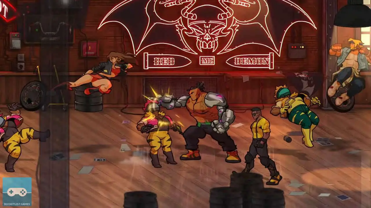 streets of rage 4 screenshot of peple fighting in the streets