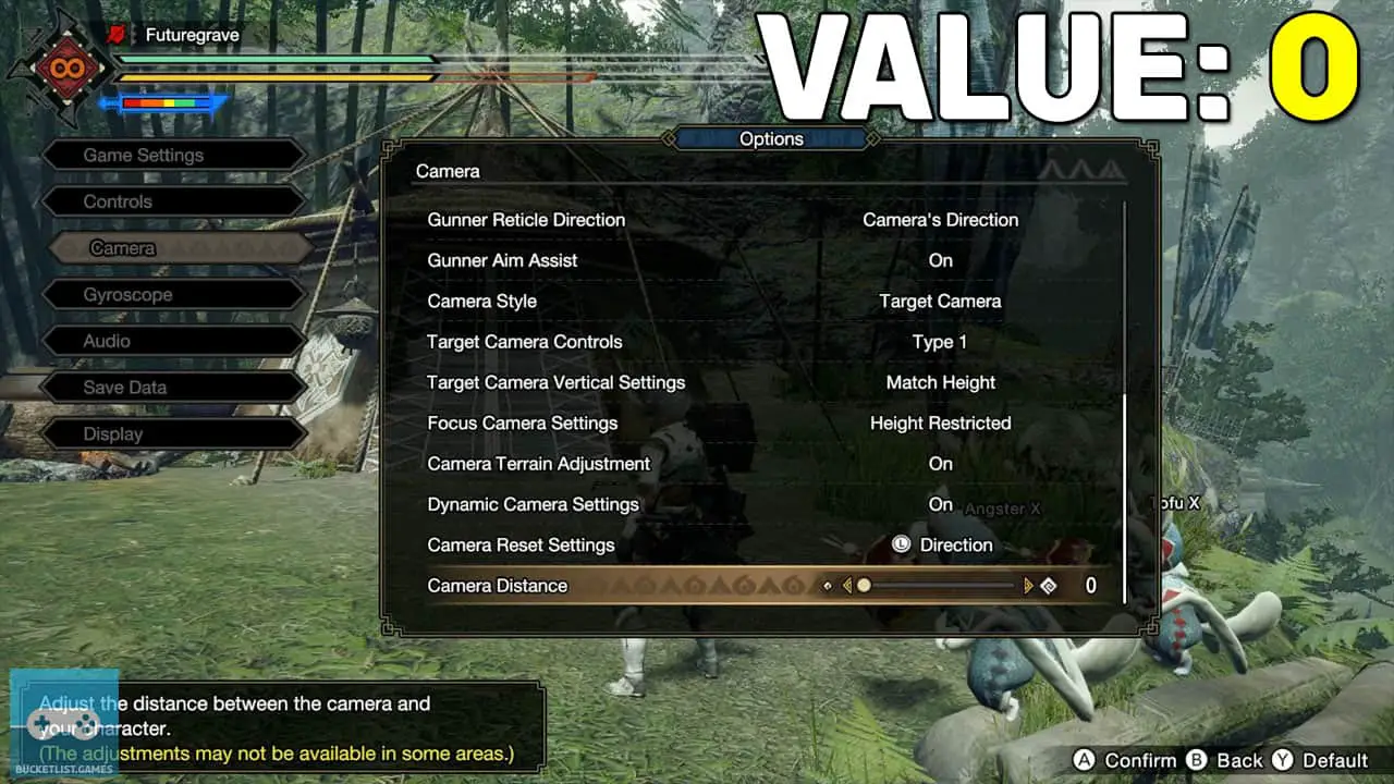 an in-game menu on screen