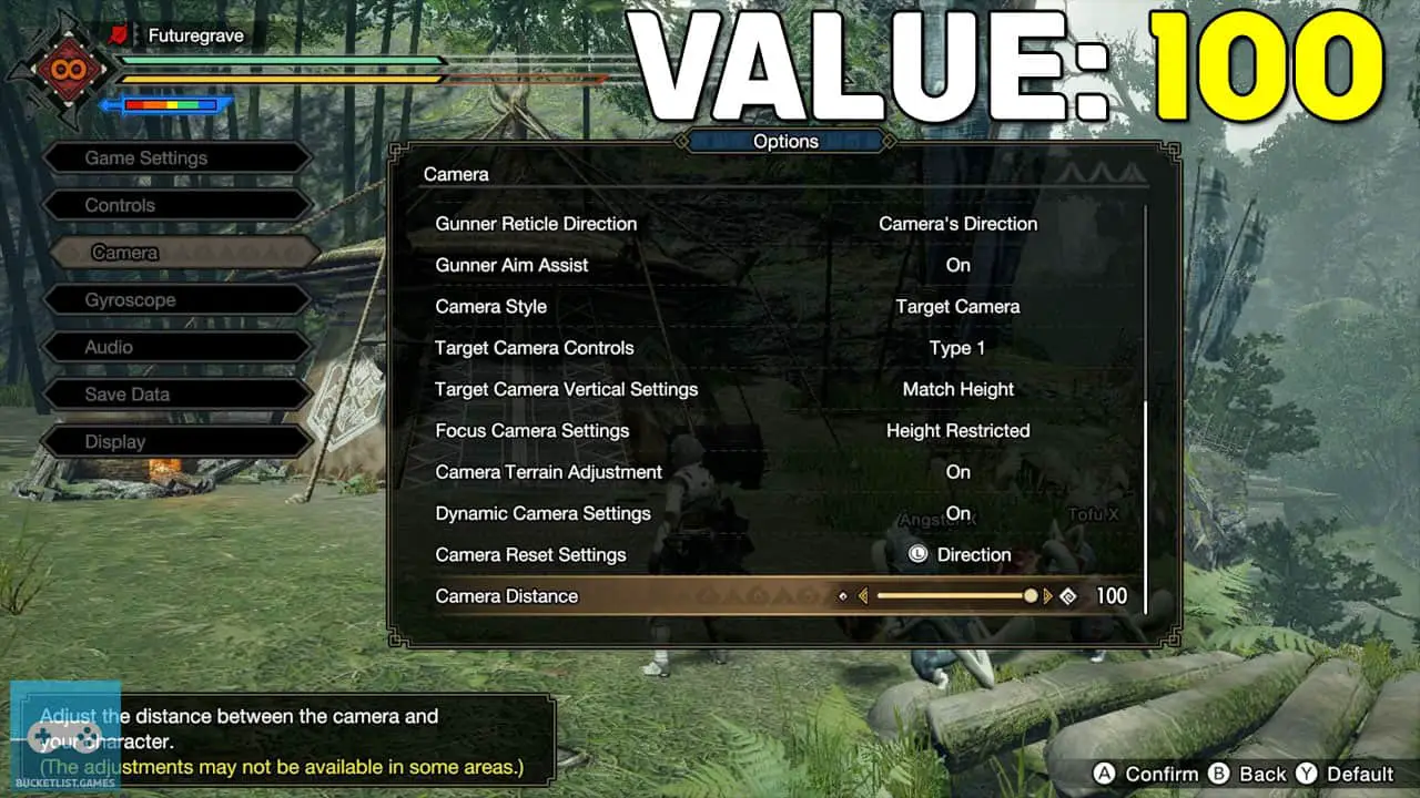 an in-game menu on screen
