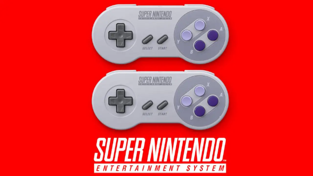 super nintendo controllers on red background