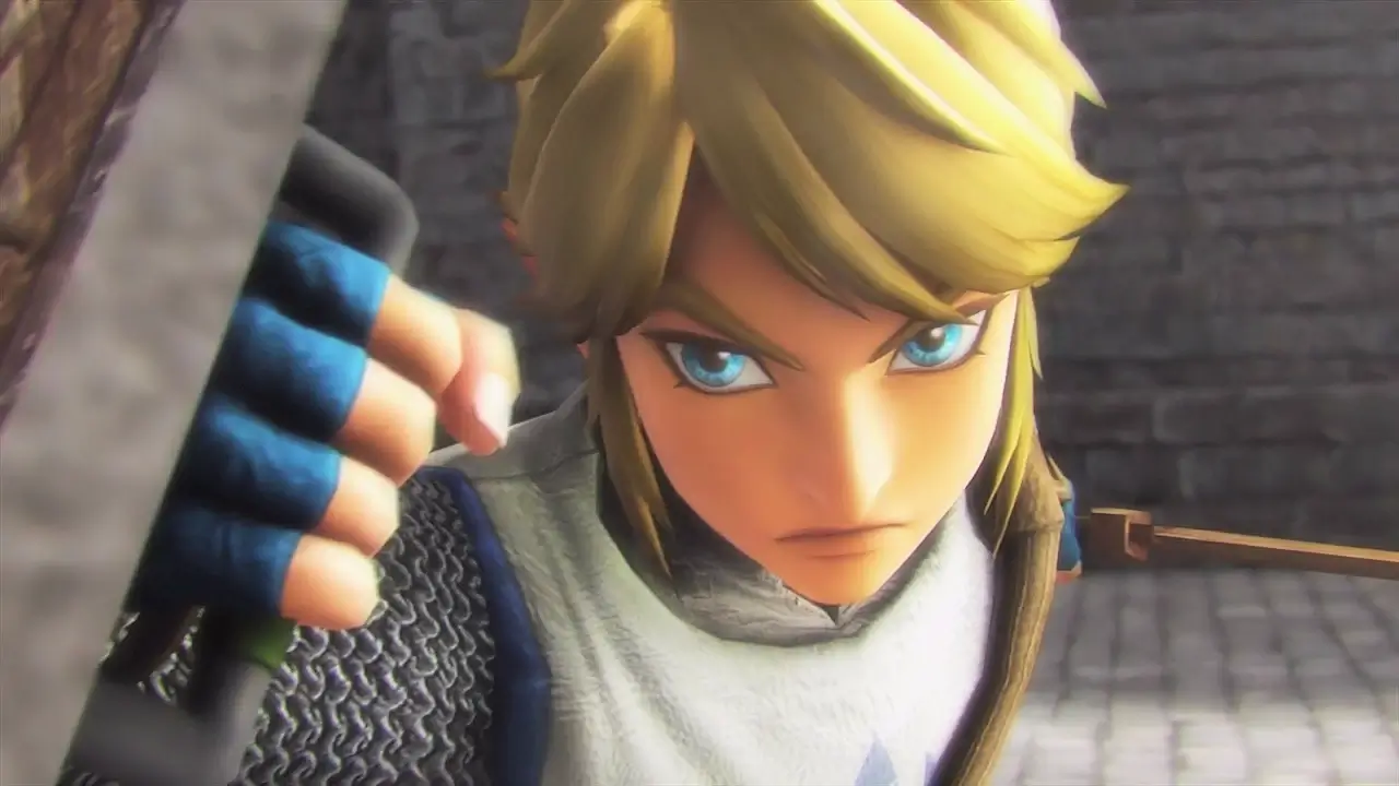 hyrule warriors link close up in action pose