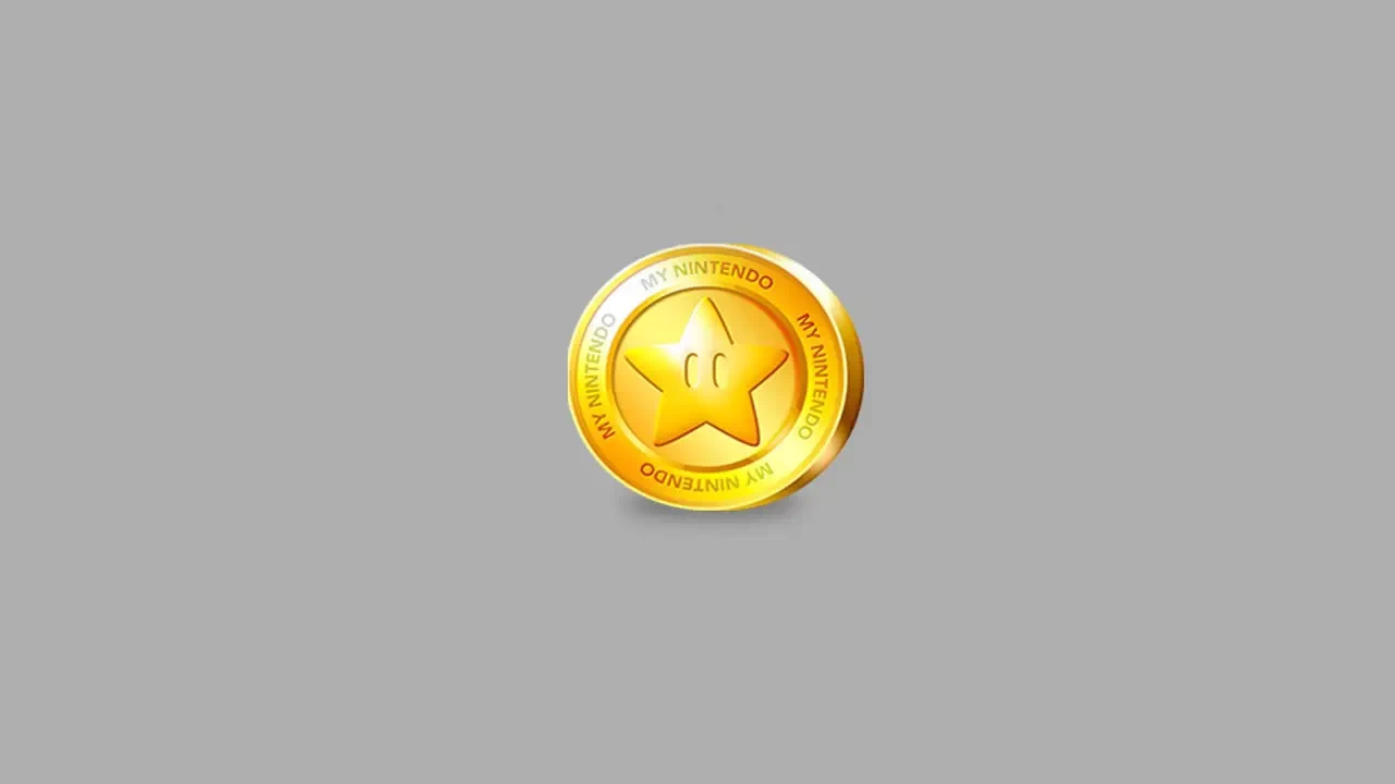 my nintendo star coin on gray background