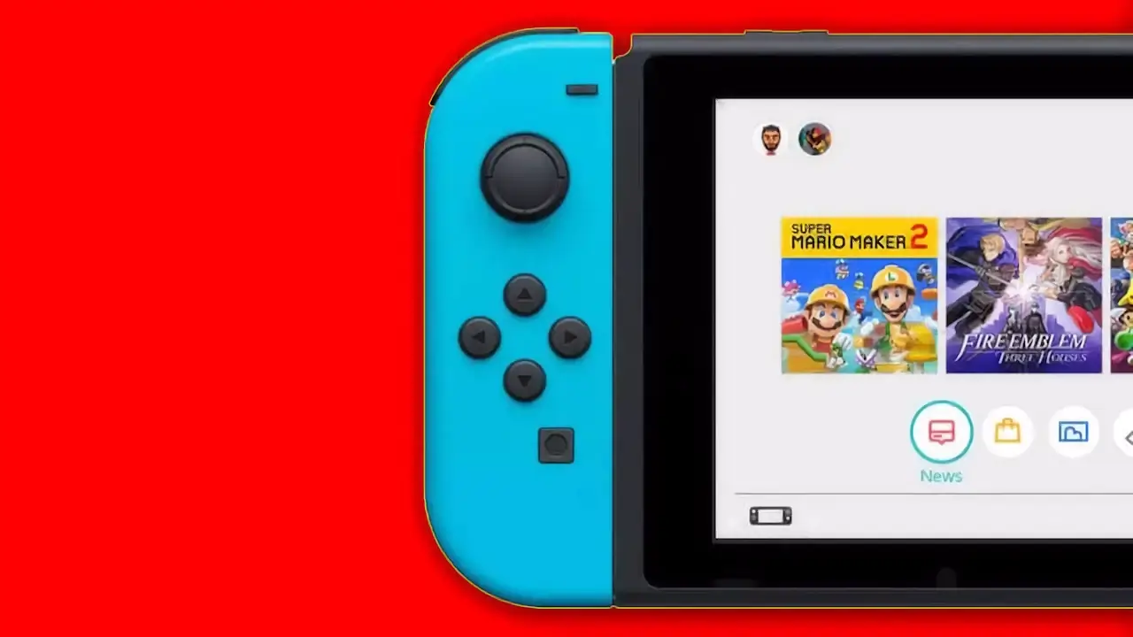 nintendo switch on red background