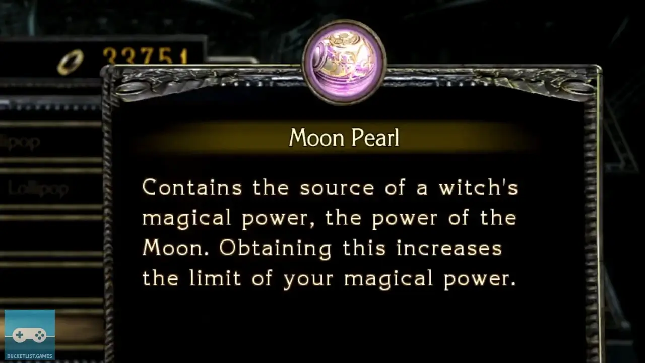 bayonetta 1 screenshot of purchasable in-game item and its explanation text