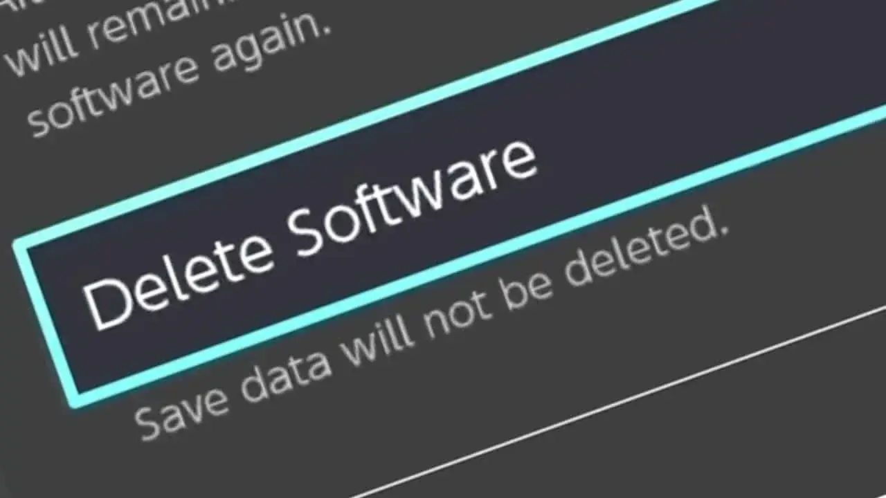 nintendo switch delete software screen