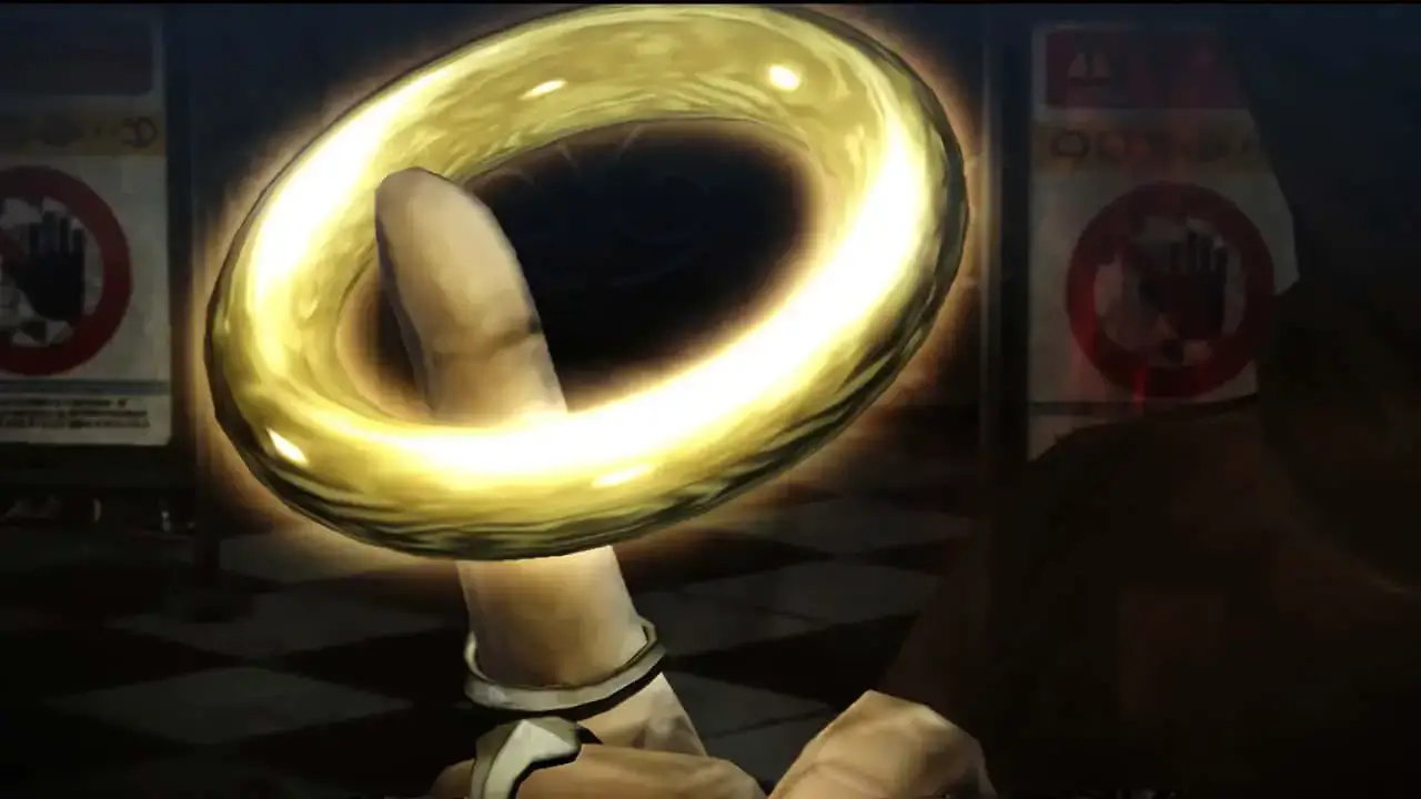 a golden ring spinning on a finger; bayonetta nintendo switch screenshot