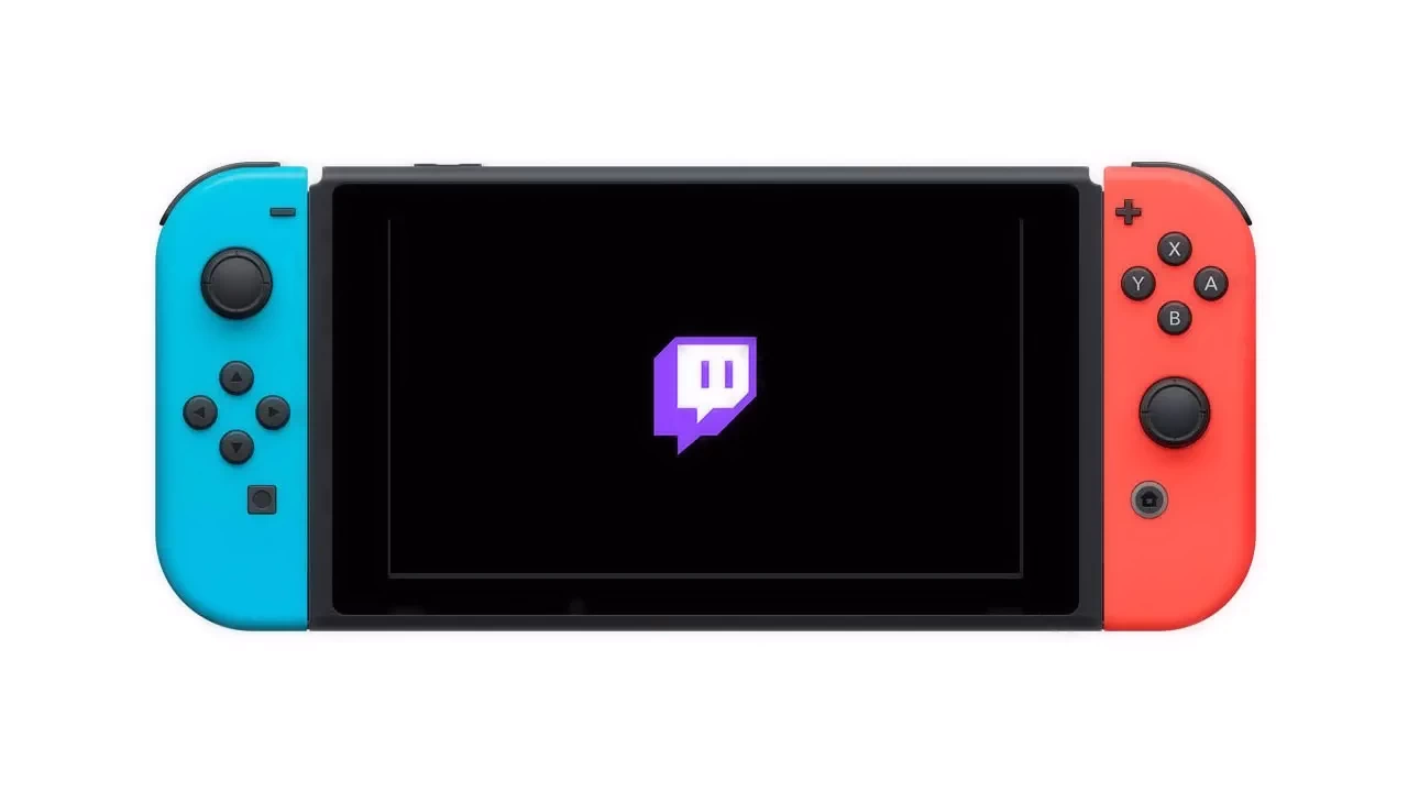 nintendo switch with twitch logo on it