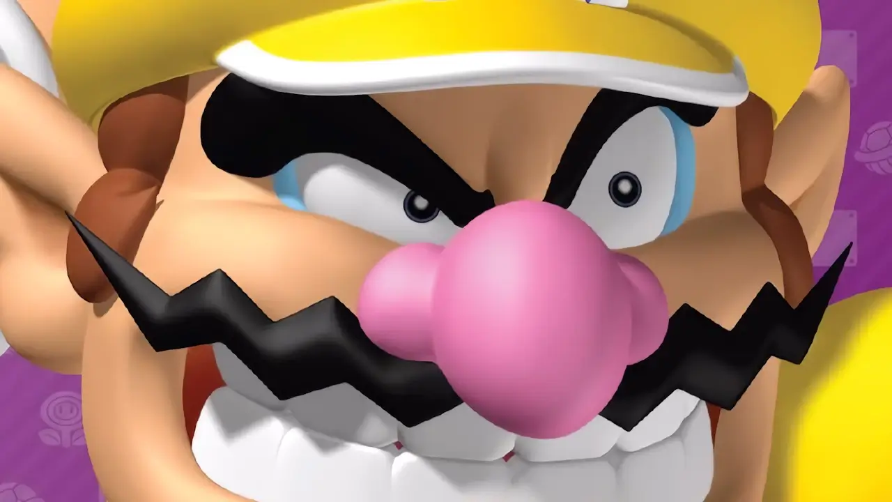 close up of wario's face