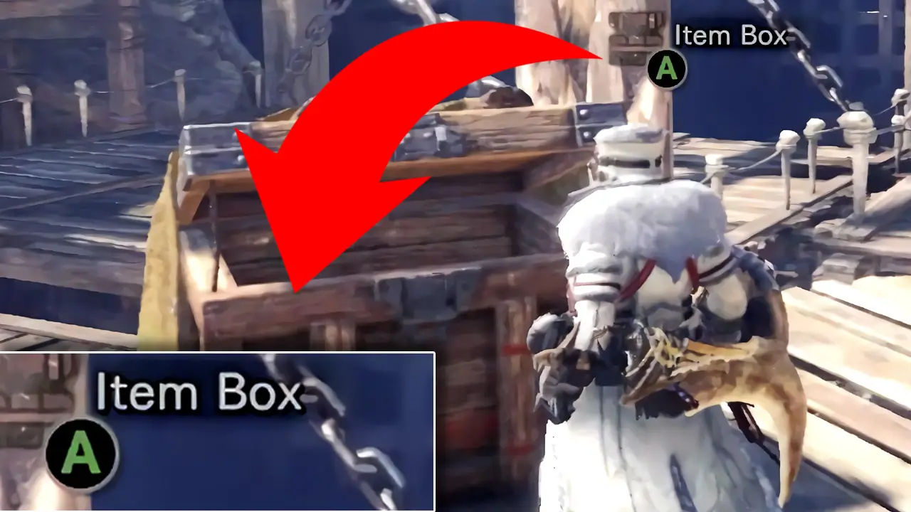 monster hunter world item box with red arrow pointing at it_How To Save Item Loadouts In Monster Hunter World 3b